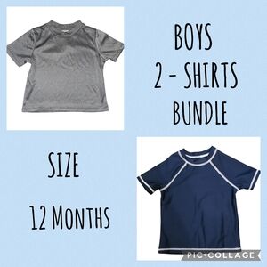 NWOT 2 SHIRT BUNDLE Navy Blue Toddler Swim Shirt / Gray Dri Fit Shirt
